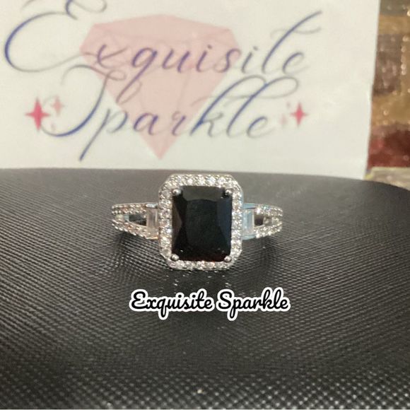 🖤Stunning Sterling Silver (925) 3.75C Emerald Cut Genuine Black Onyx 💎 R… - Picture 14 of 16